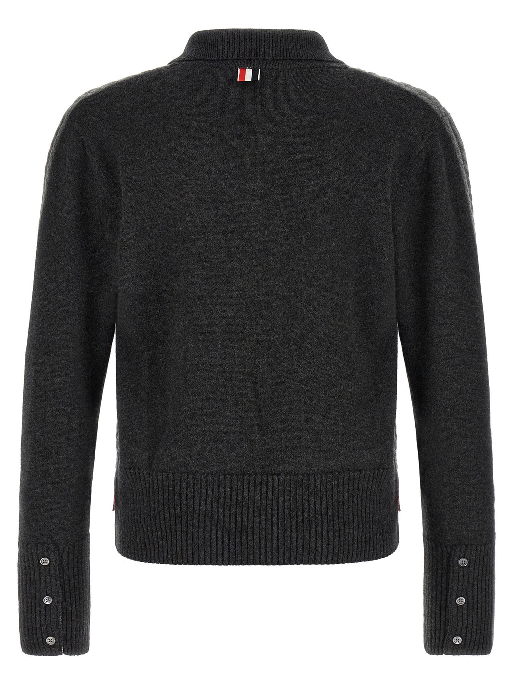 Gray Virgin Wool 2-In-1 Trompe L’oeil Long-Sleeve Polo Shirt
