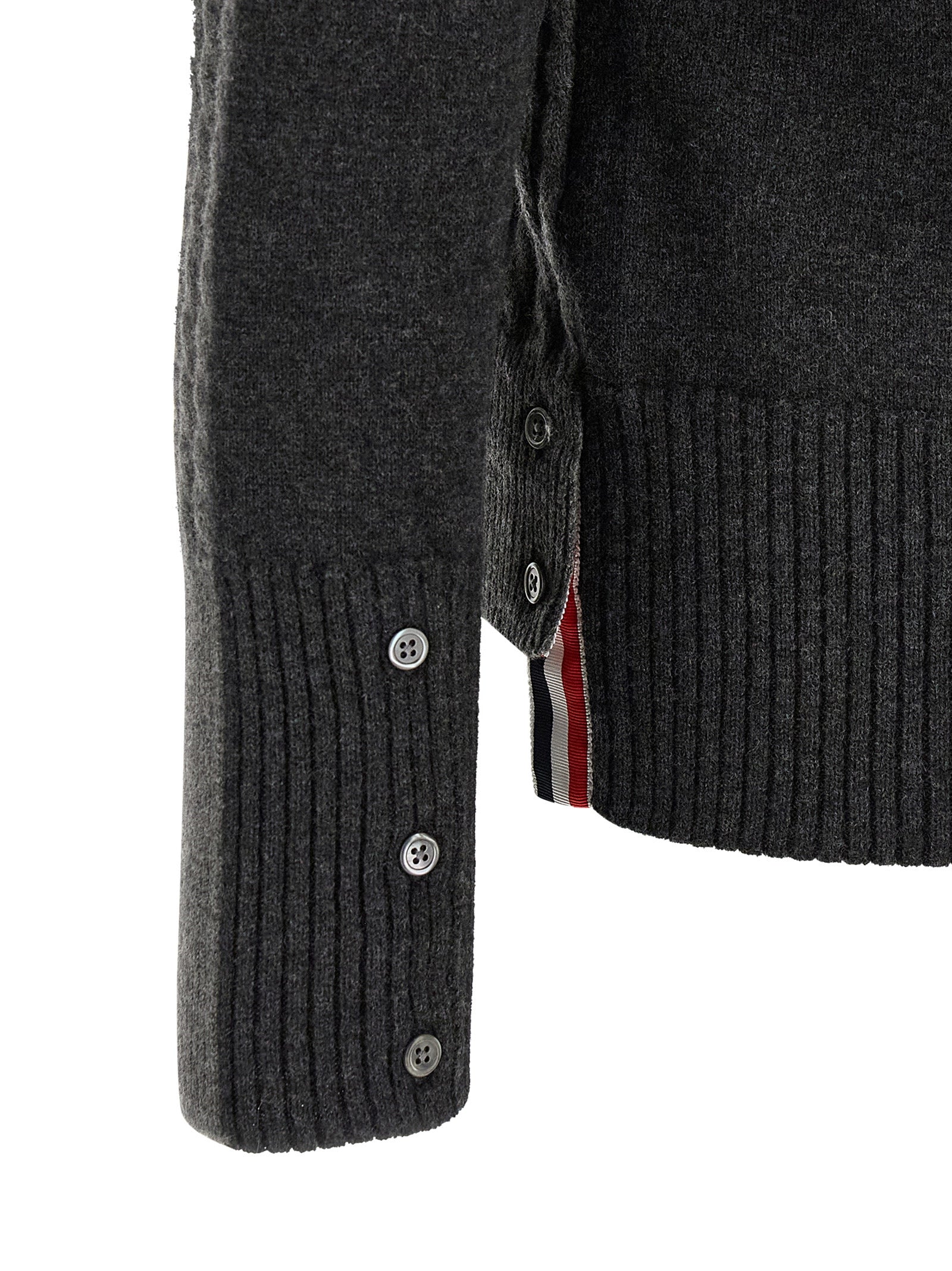 Gray Virgin Wool 2-In-1 Trompe L’oeil Long-Sleeve Polo Shirt
