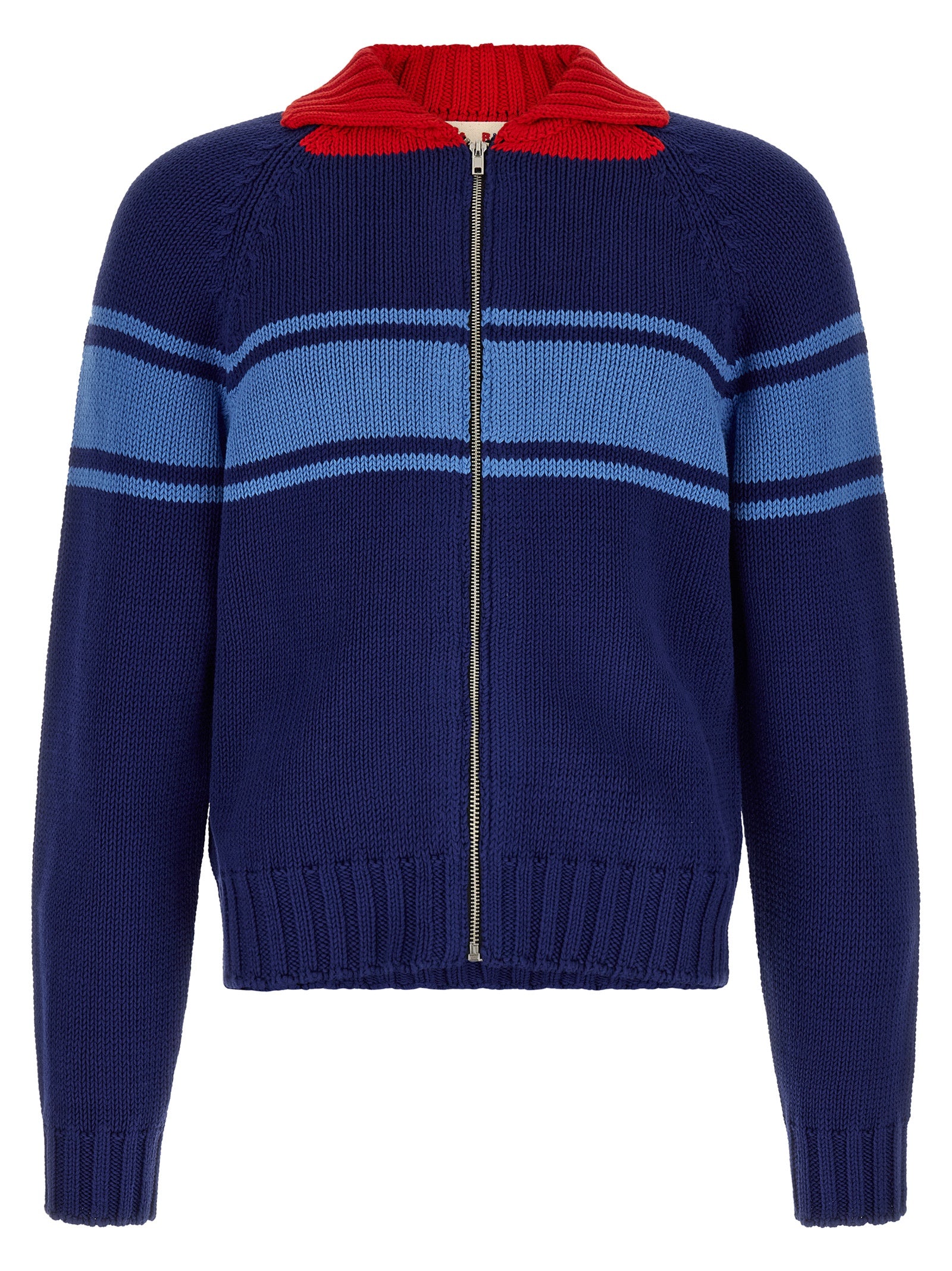 Cotton Color‑Block Cardigan