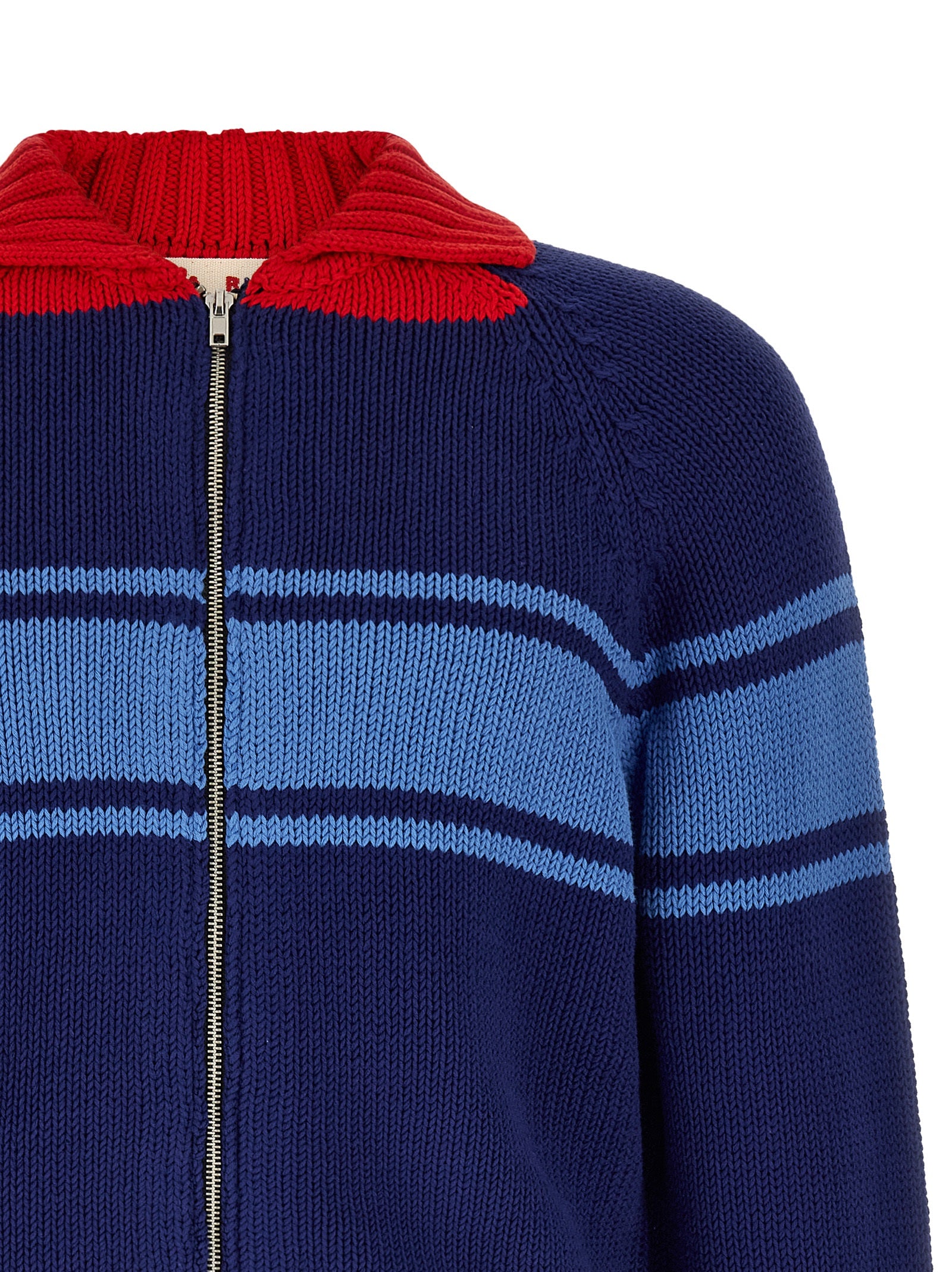 Cotton Color‑Block Cardigan