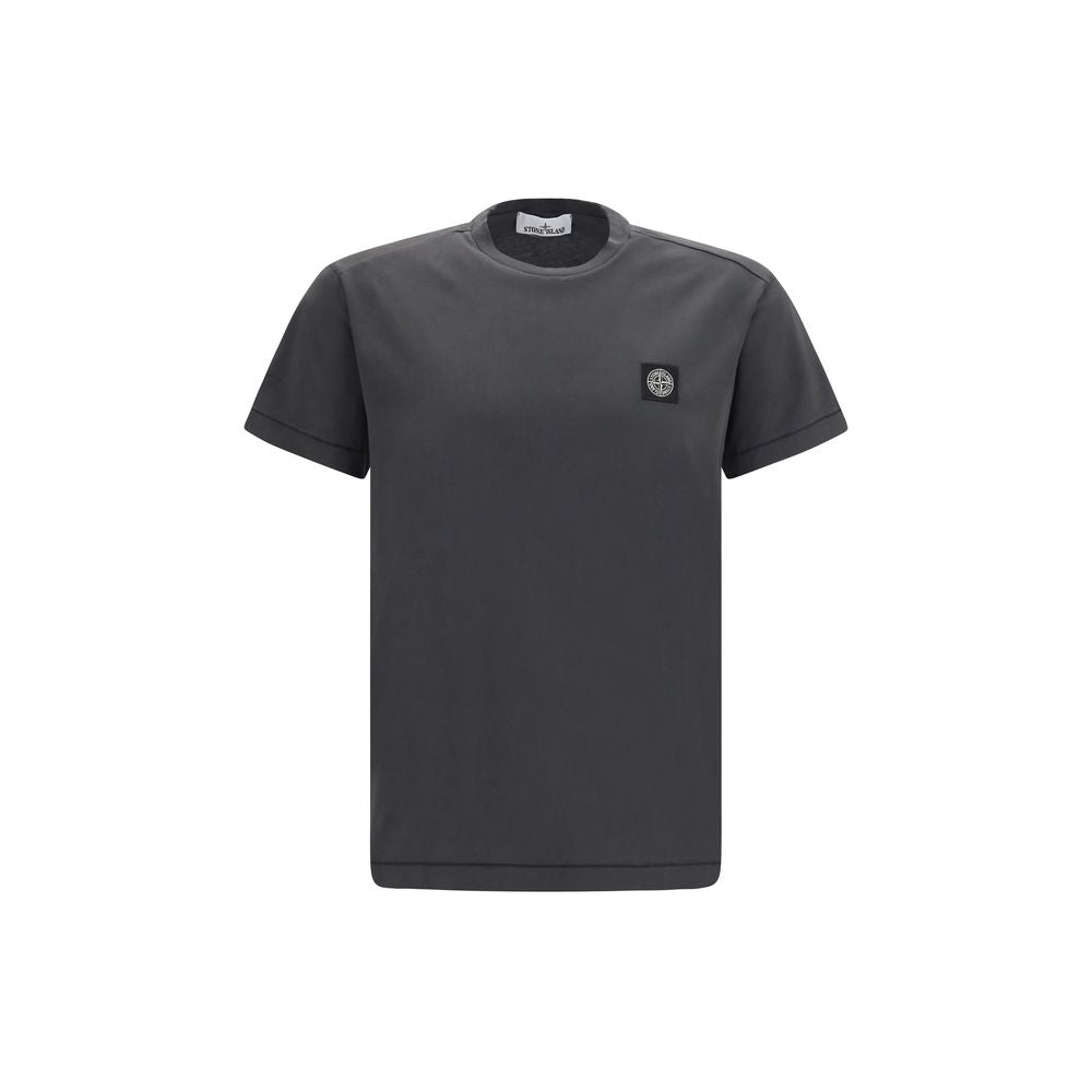 Gray Cotton Logo Patch T-Shirt