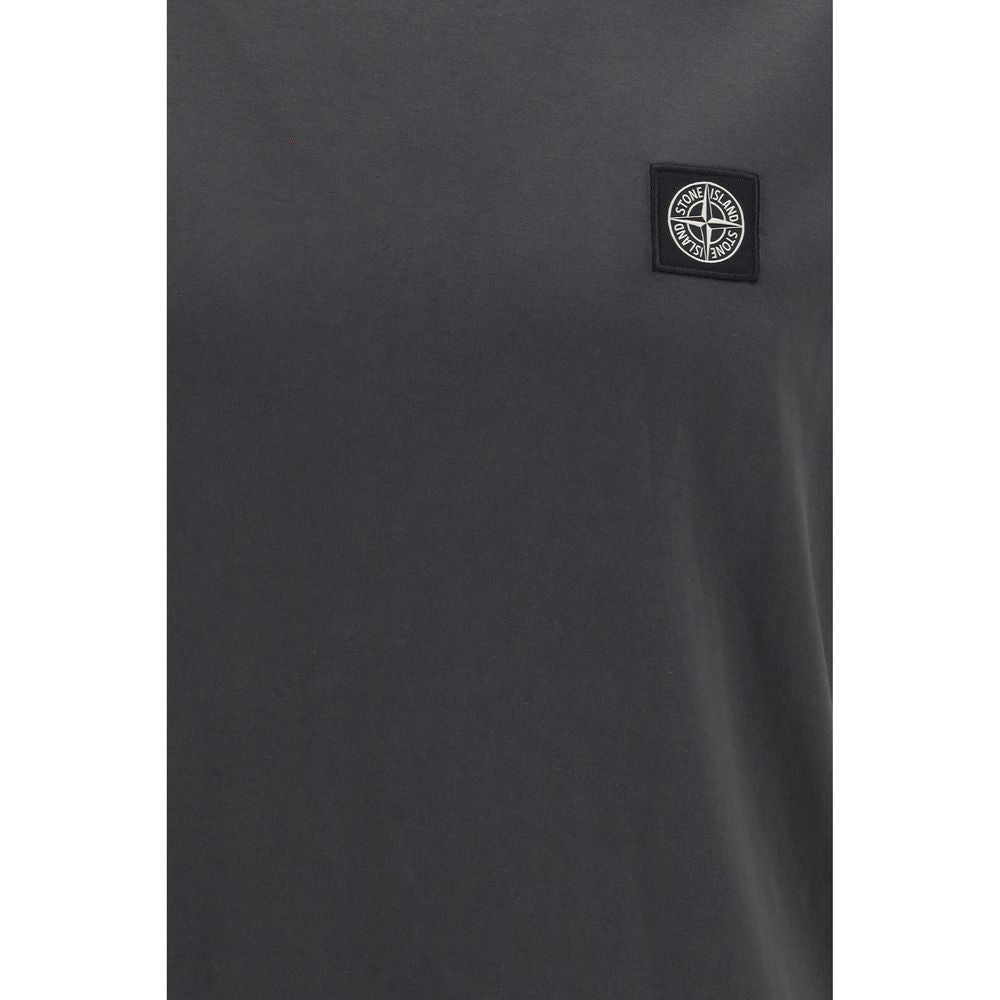Gray Cotton Logo Patch T-Shirt
