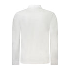 Slim-Fit Long Sleeve Polo in White Cotton‑Elastane