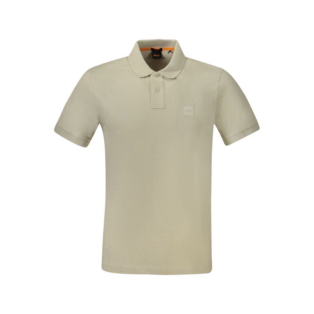 Beige Slim Fit Cotton‑Elastane Polo