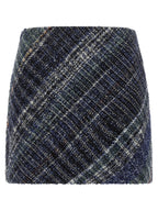 Blue Wool Mini Skirt