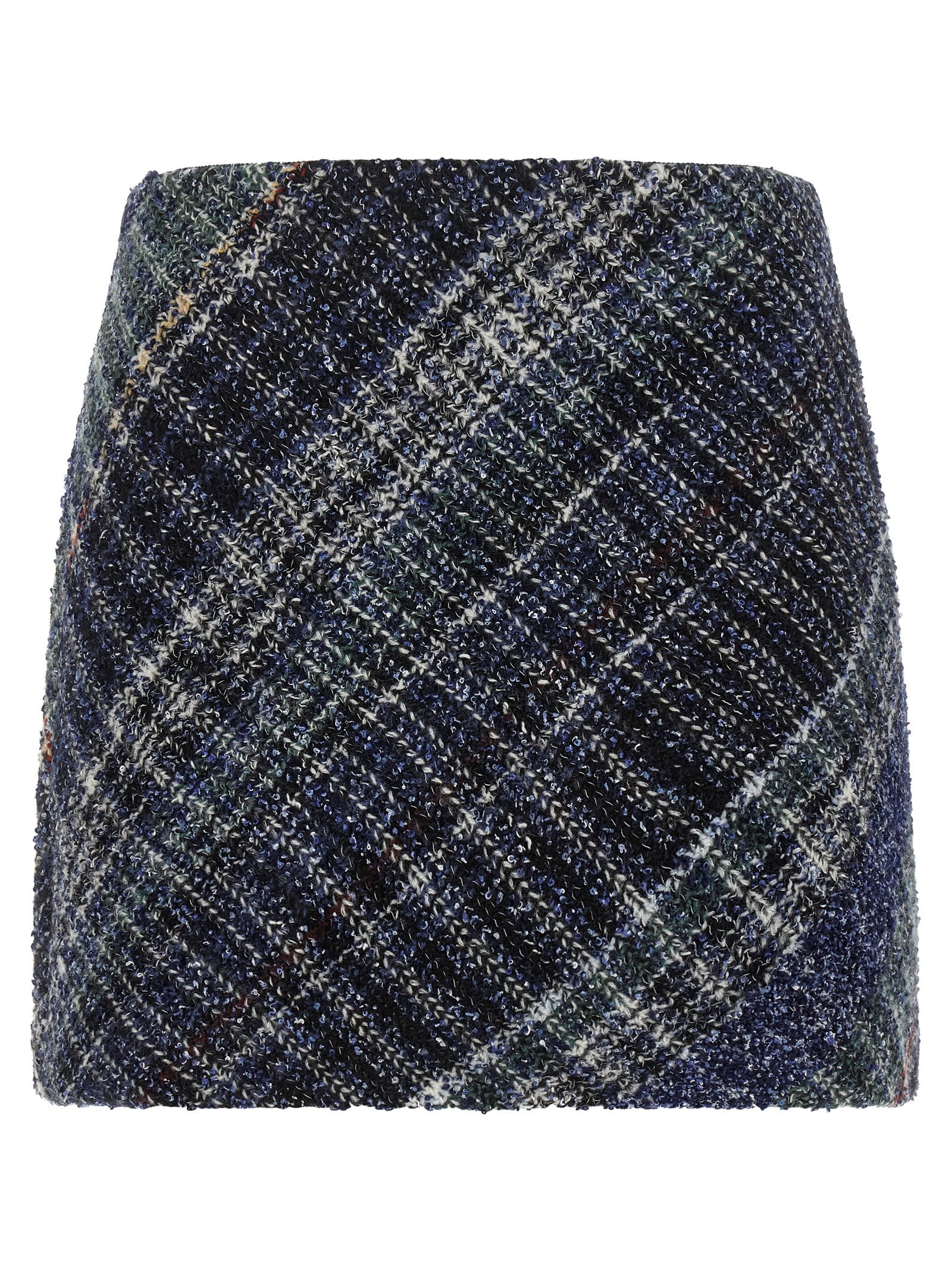 Blue Wool Mini Skirt