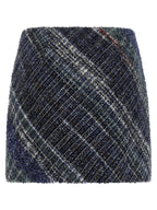 Blue Wool Mini Skirt