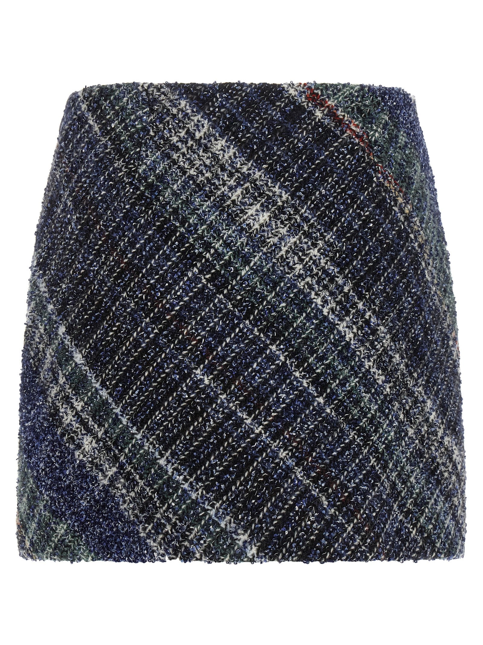 Blue Wool Mini Skirt