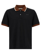 Black Cotton Polo with Contrasting Collar
