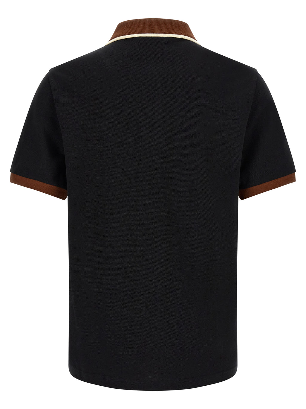 Black Cotton Polo with Contrasting Collar