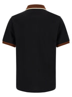 Black Cotton Polo with Contrasting Collar