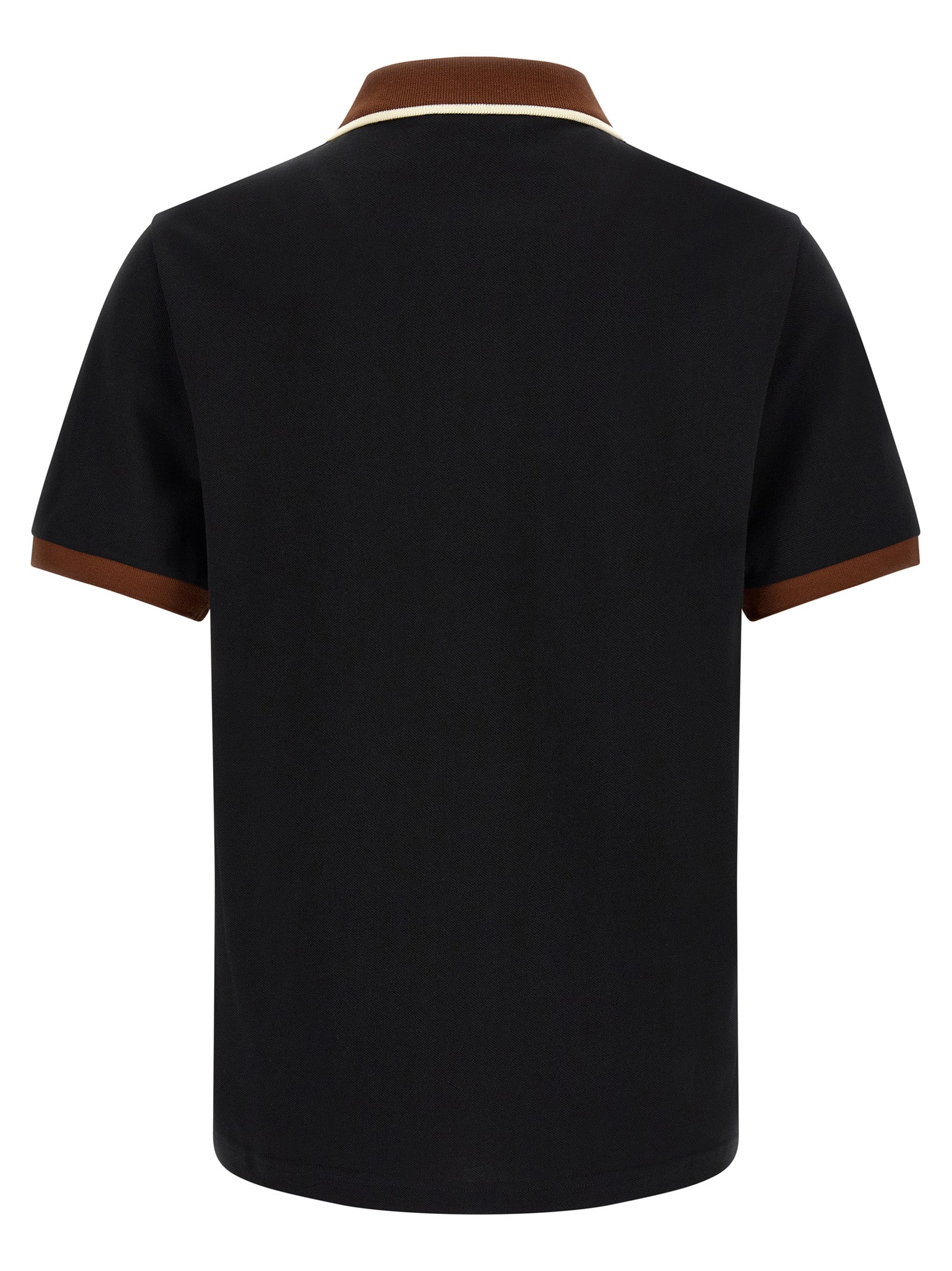 Black Cotton Polo with Contrasting Collar