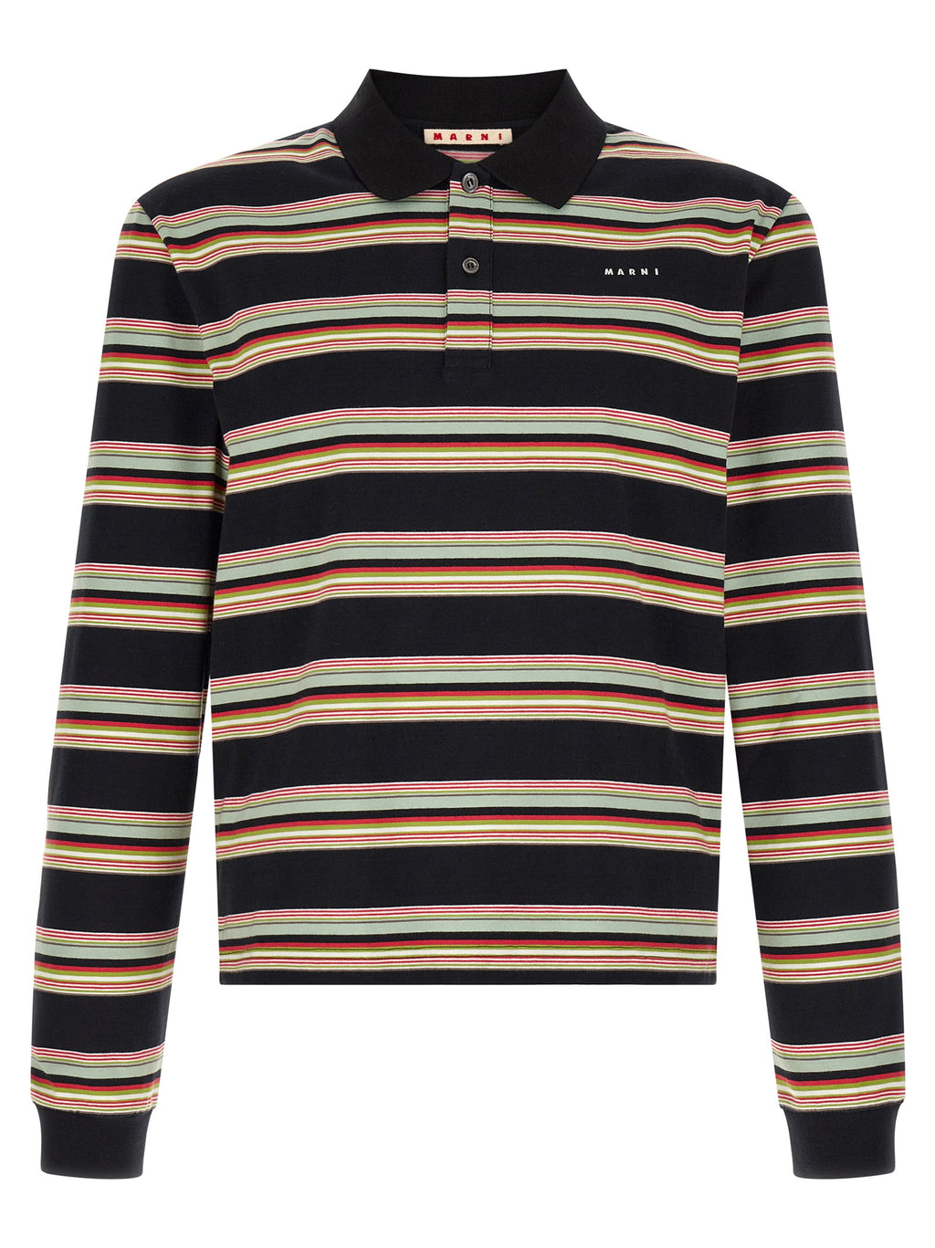 Multicolor Cotton Long-Sleeve Polo Shirt