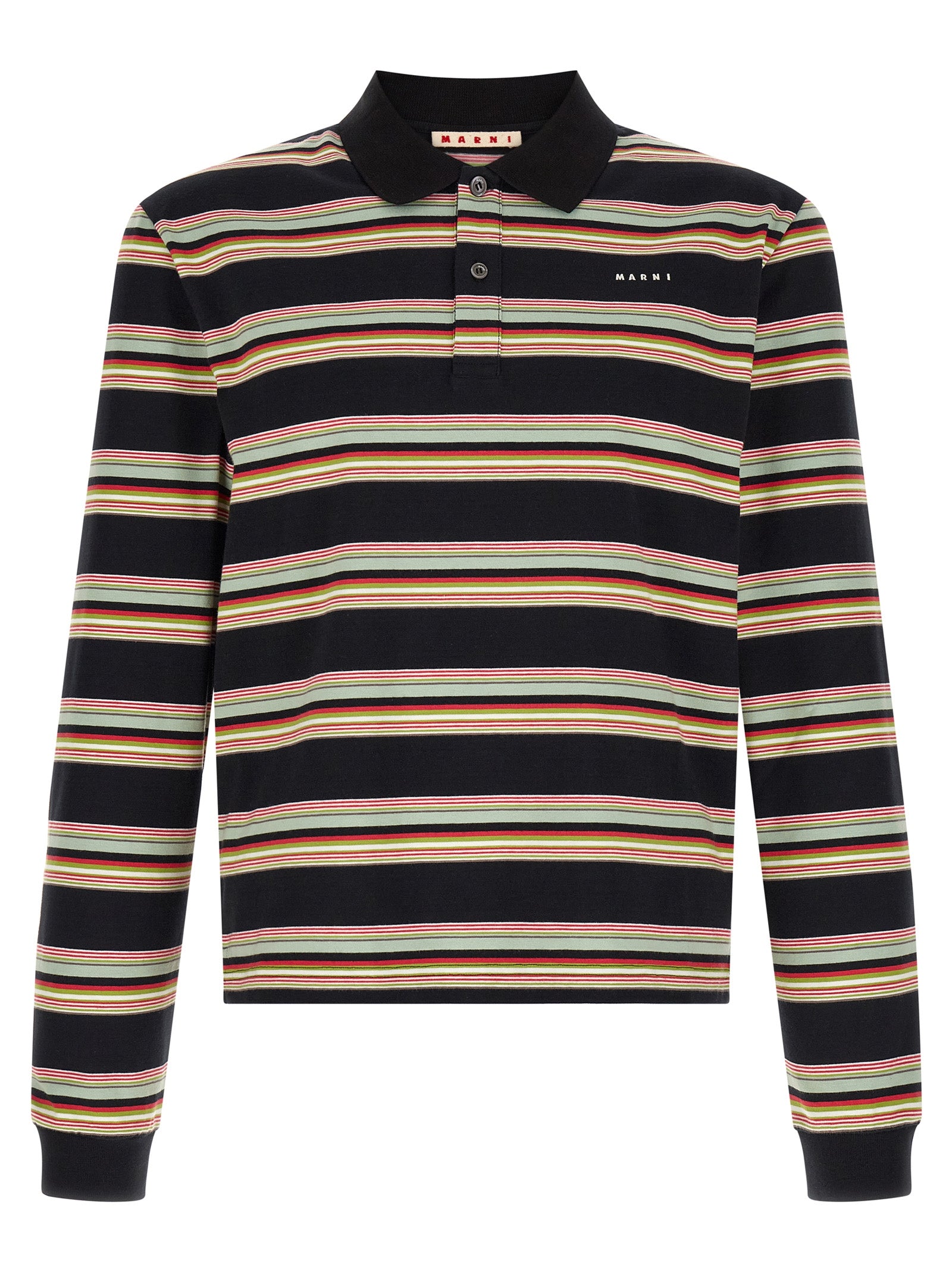 Multicolor Cotton Long-Sleeve Polo Shirt