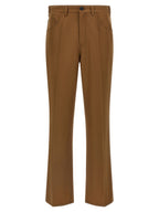 Brown Virgin Wool Straight-Leg Trousers