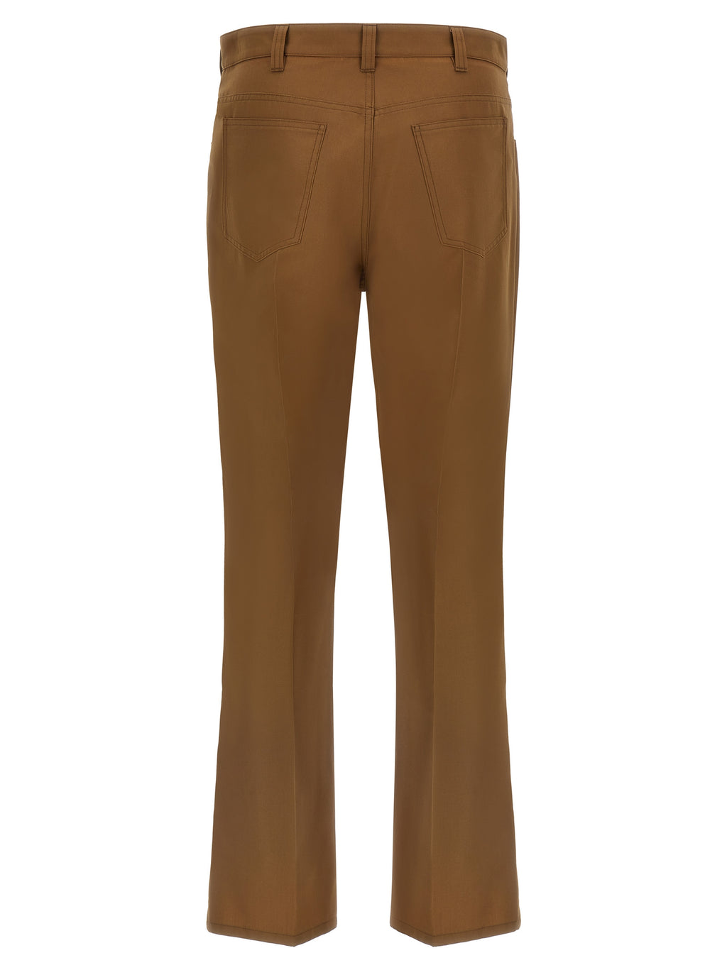 Brown Virgin Wool Straight-Leg Trousers