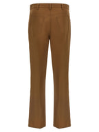 Brown Virgin Wool Straight-Leg Trousers