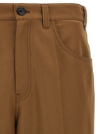 Brown Virgin Wool Straight-Leg Trousers