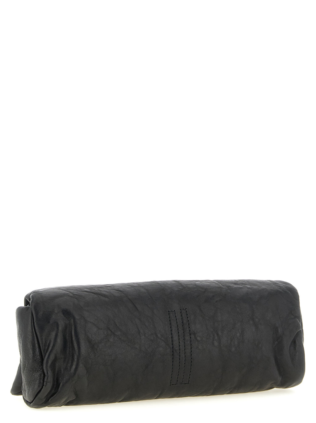 Black Lamb Leather Baguette Clutch