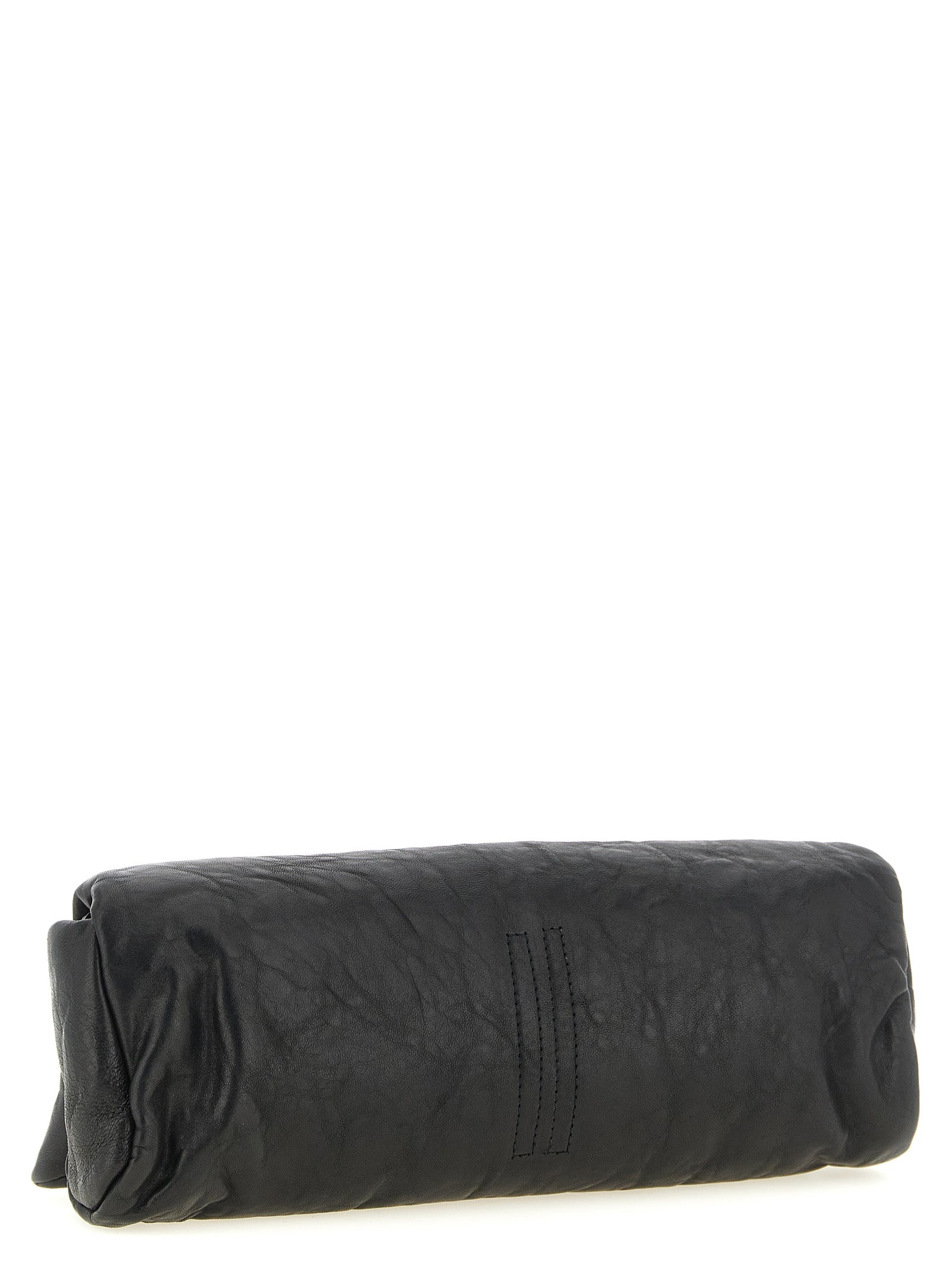 Black Lamb Leather Baguette Clutch