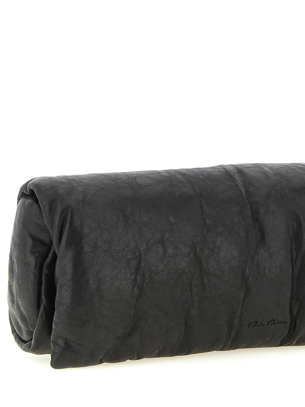 Black Lamb Leather Baguette Clutch