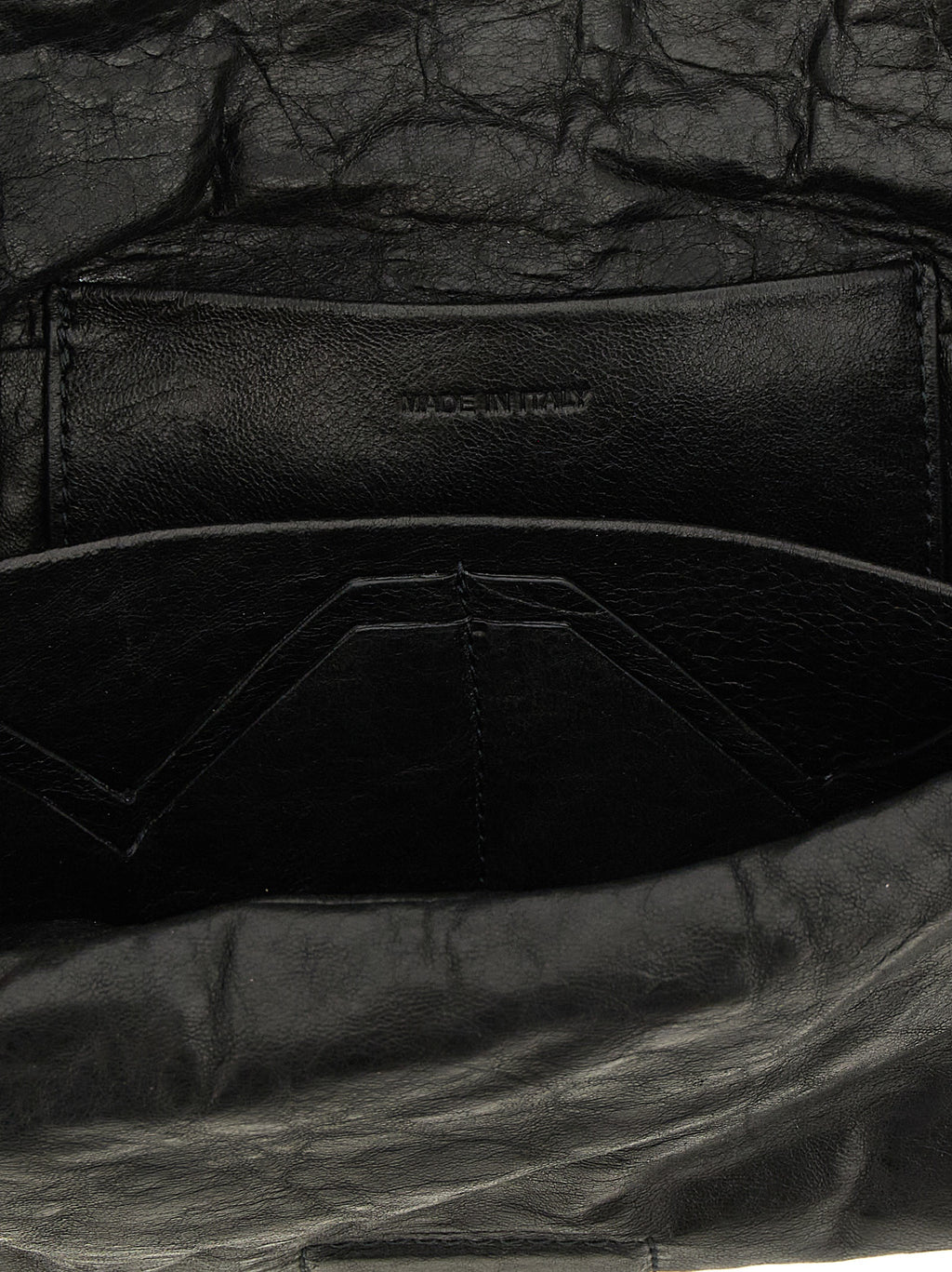 Black Lamb Leather Baguette Clutch