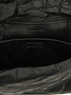 Black Lamb Leather Baguette Clutch