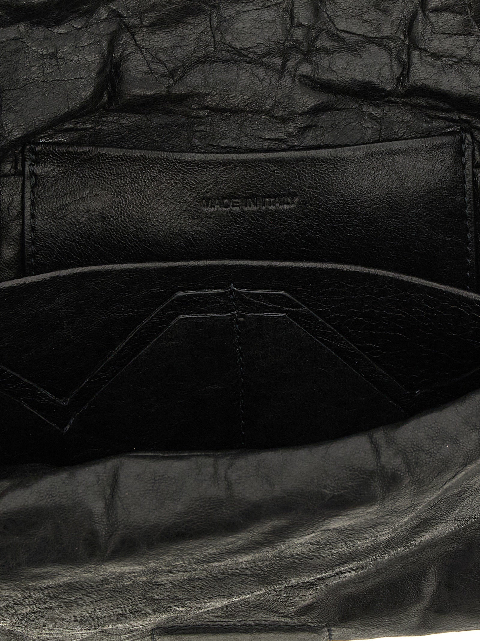 Black Lamb Leather Baguette Clutch