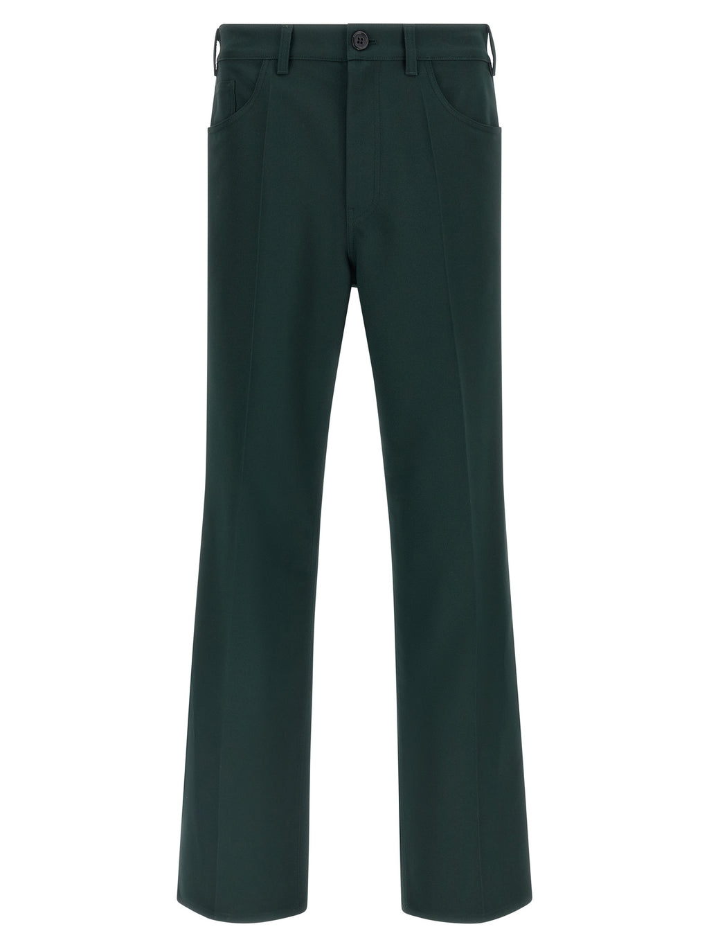 Dark Green Technical Twill Flared Pants