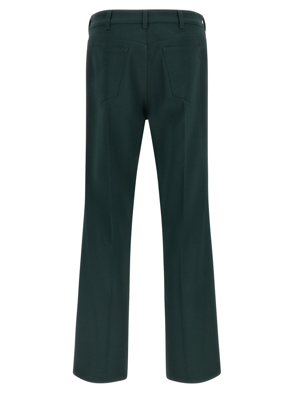 Dark Green Technical Twill Flared Pants