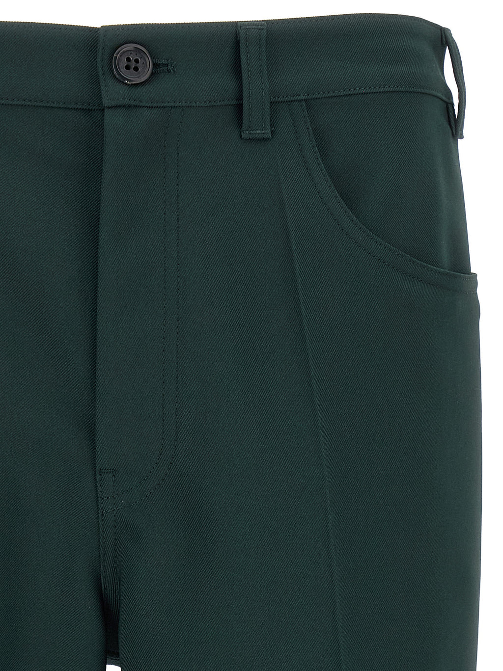 Dark Green Technical Twill Flared Pants