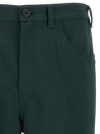 Dark Green Technical Twill Flared Pants