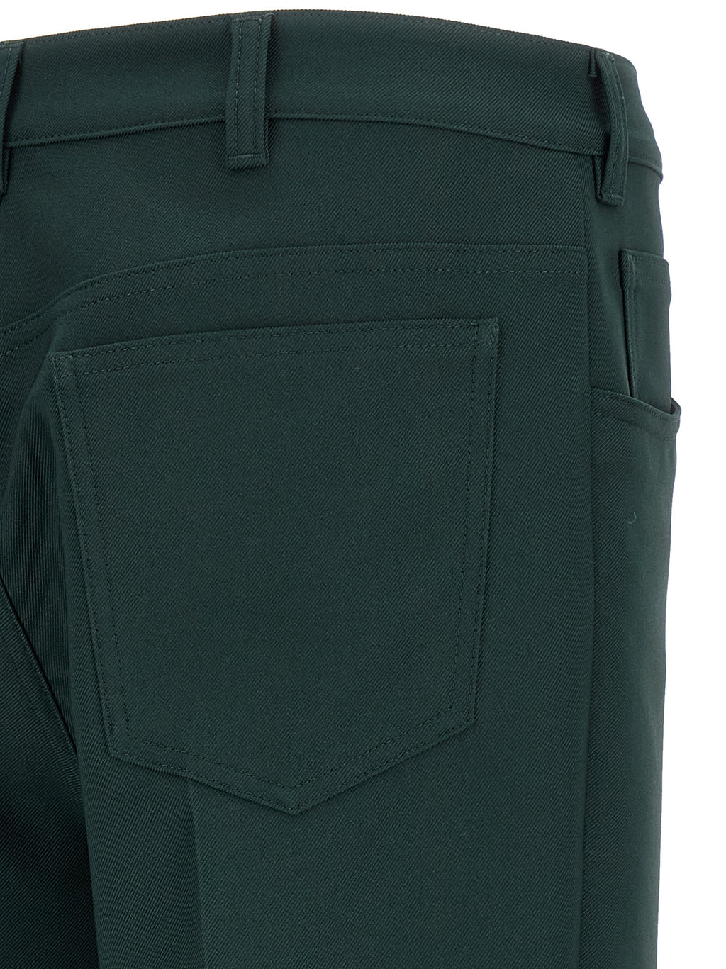 Dark Green Technical Twill Flared Pants