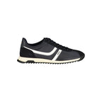 Blue Polyurethane Lace‑Up Sneaker