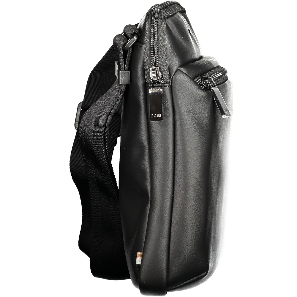 Black Polyurethane Shoulder Bag