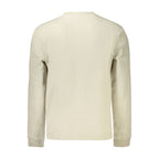 Beige Cotton Long-Sleeved Crew Neck Shirt