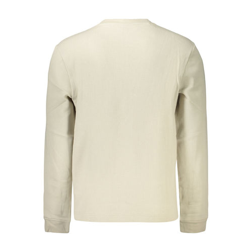 Beige Cotton‑Elastane‑Polyamide Long‑Sleeve Crew Neck Shirt