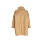 Brown Cotton Long Coat With Removable Scarf