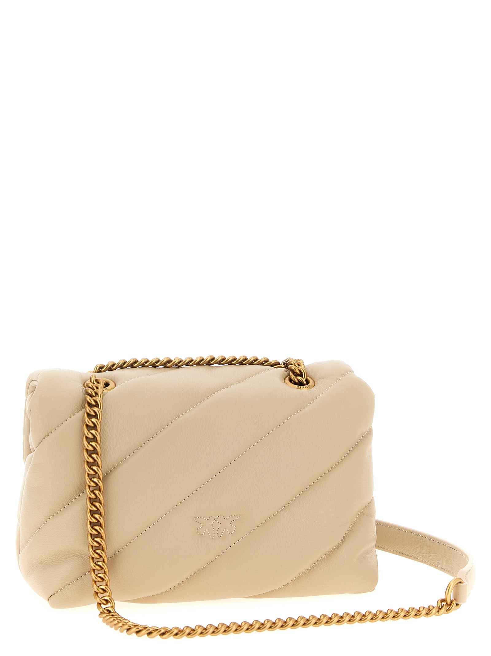 Beige Lambskin Mini Love Puff Crossbody Bag