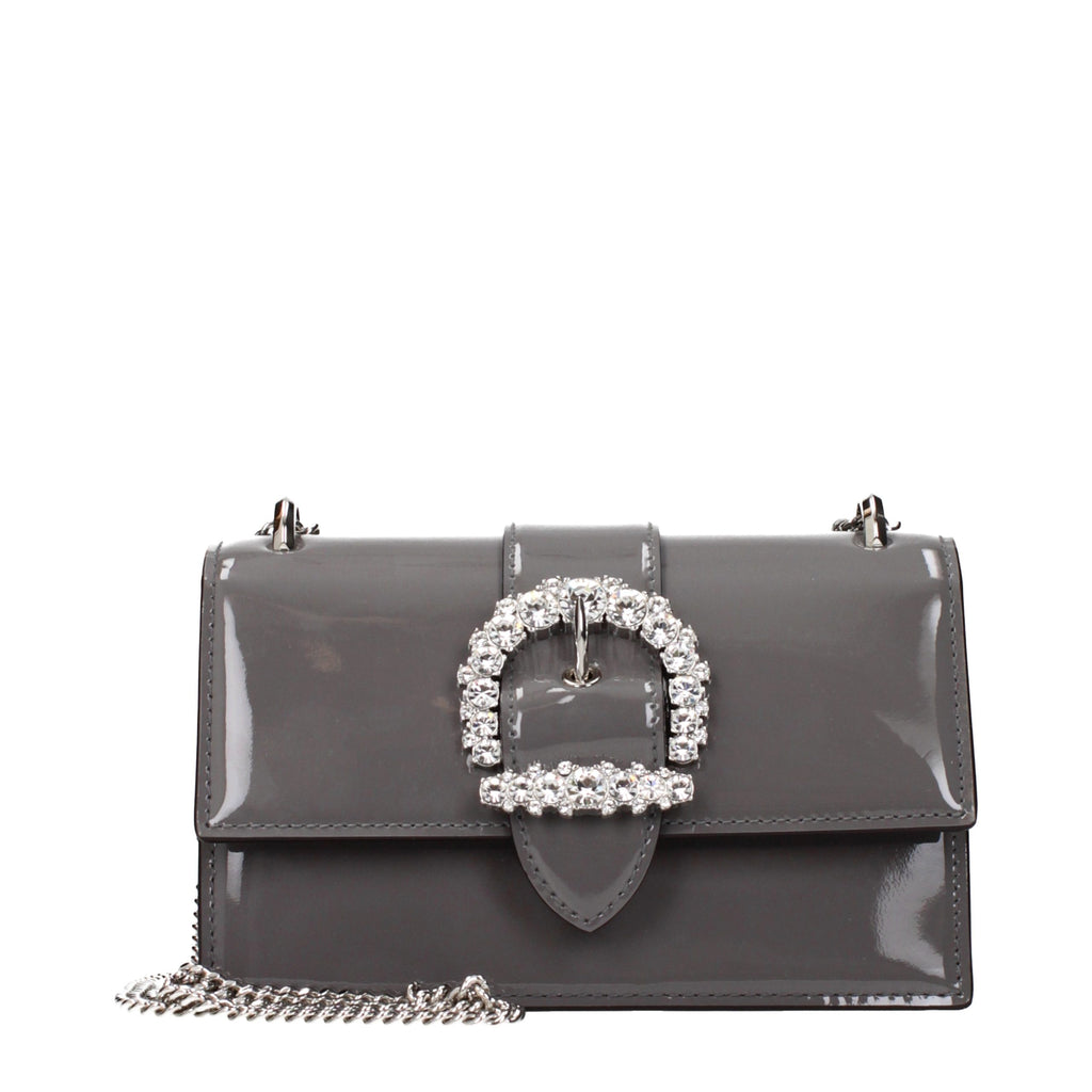 Gray Patent Leather Shoulder Bag