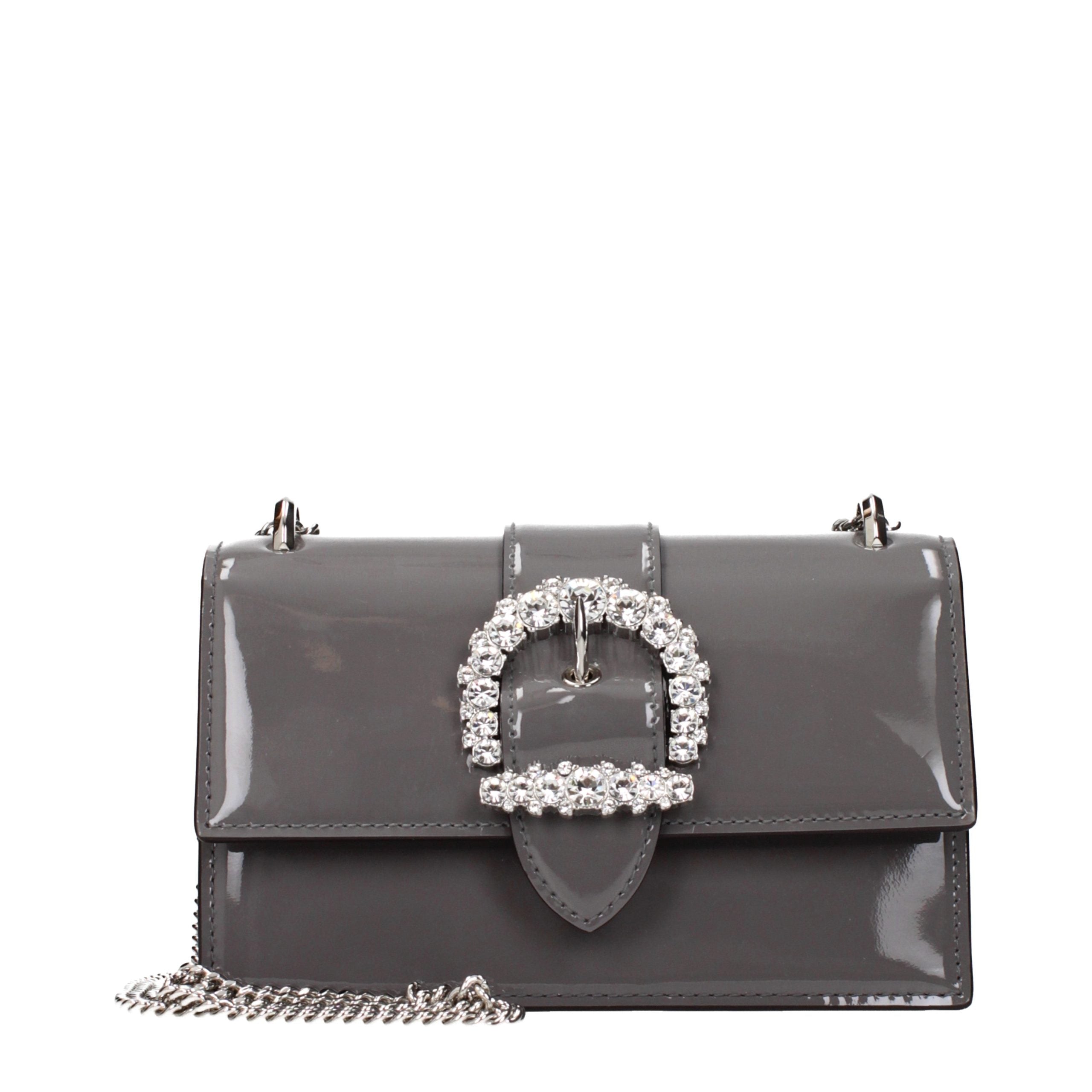 Gray Patent Leather Shoulder Bag