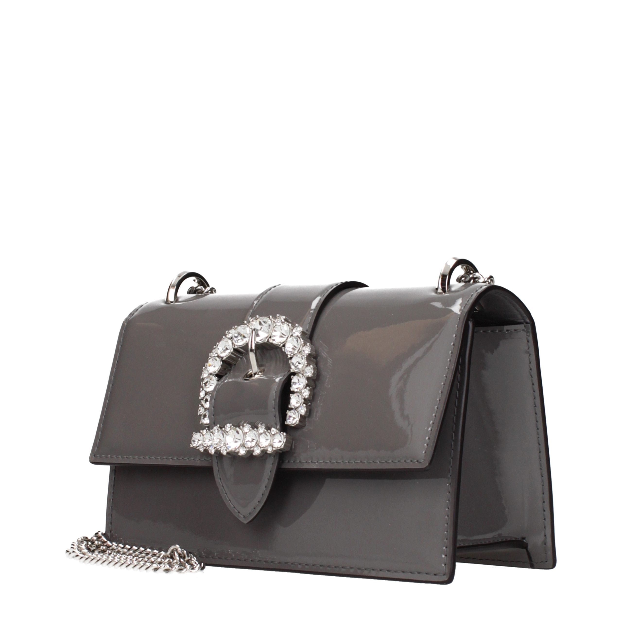 Gray Patent Leather Shoulder Bag