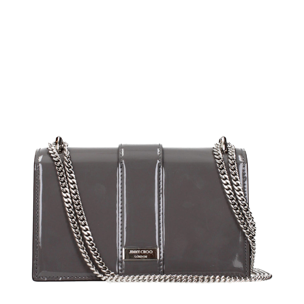 Gray Patent Leather Shoulder Bag
