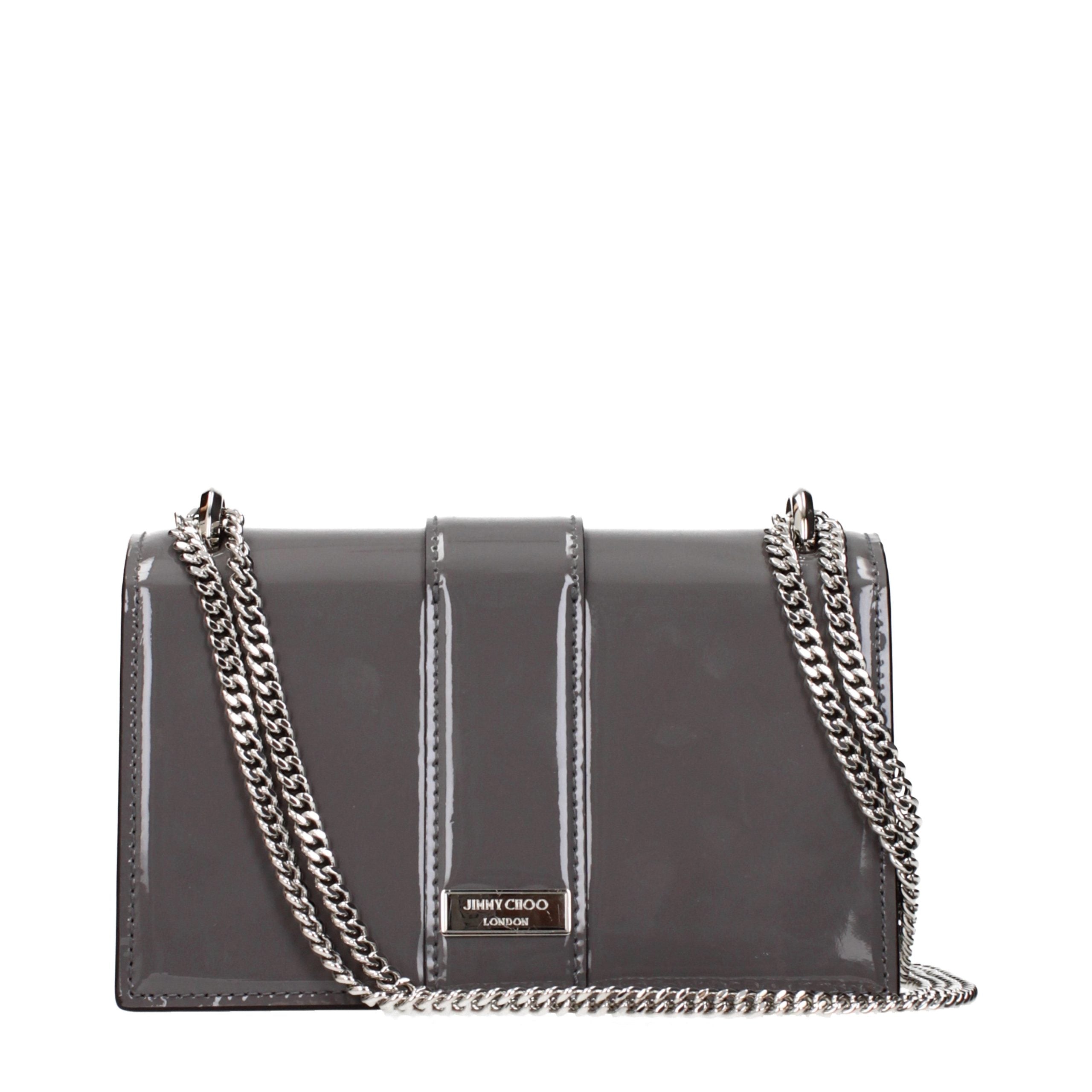 Gray Patent Leather Shoulder Bag