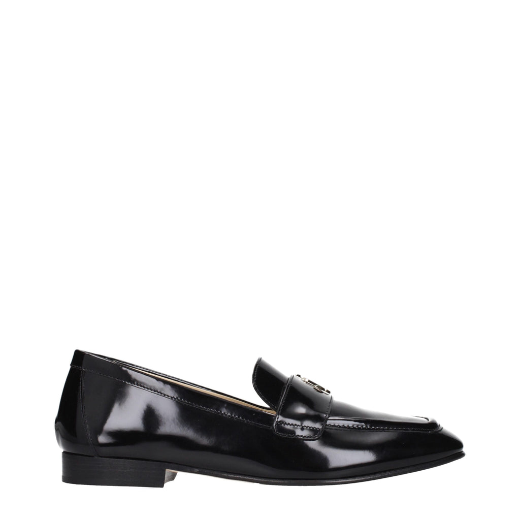 Black Leather Slip‑On Loafers
