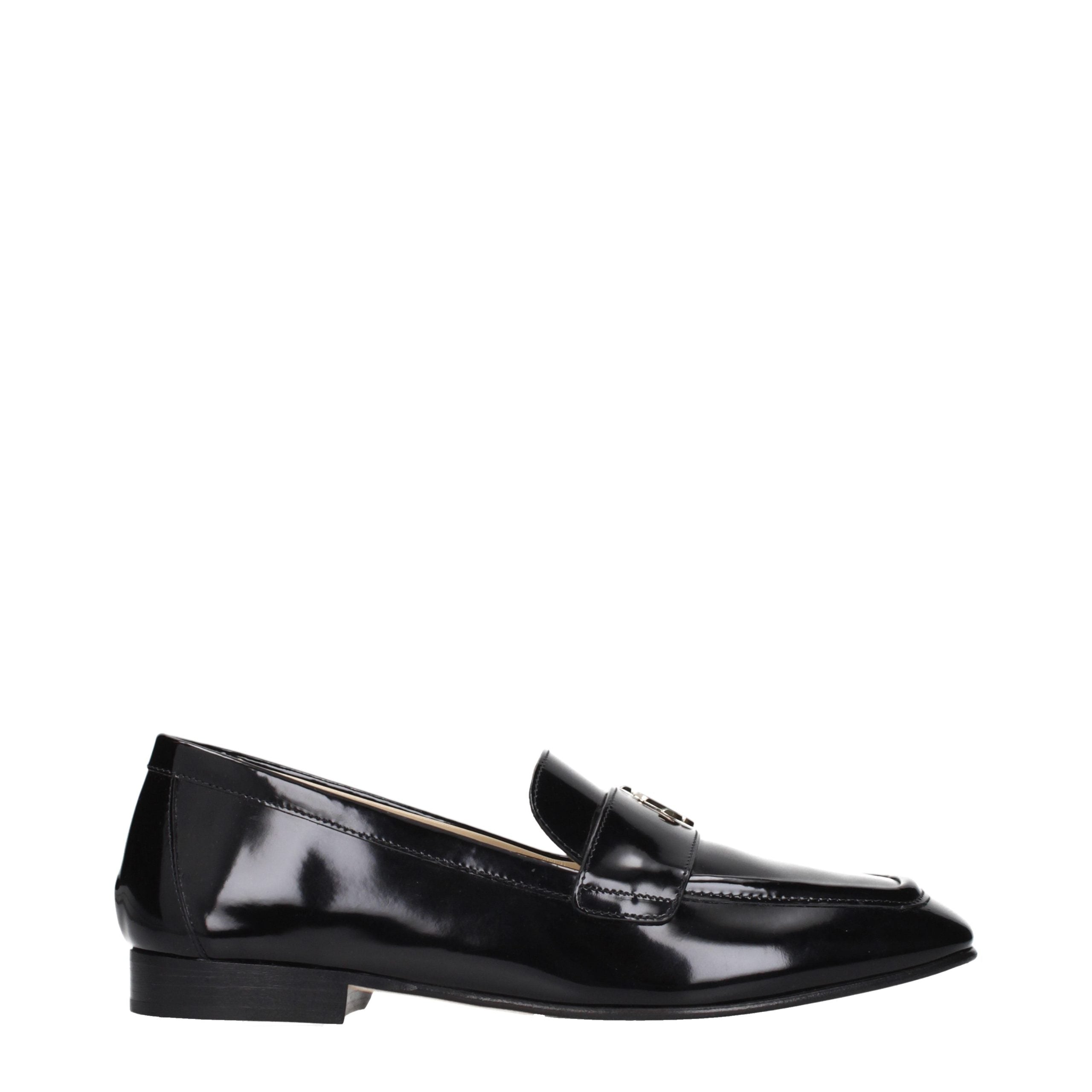 Black Leather Slip‑On Loafers
