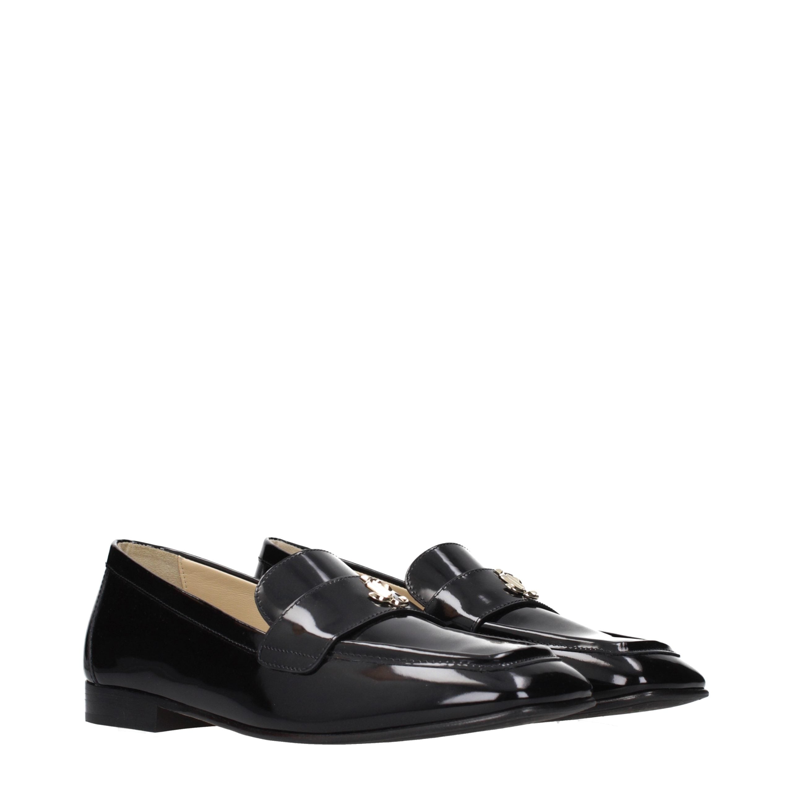 Black Leather Slip‑On Loafers