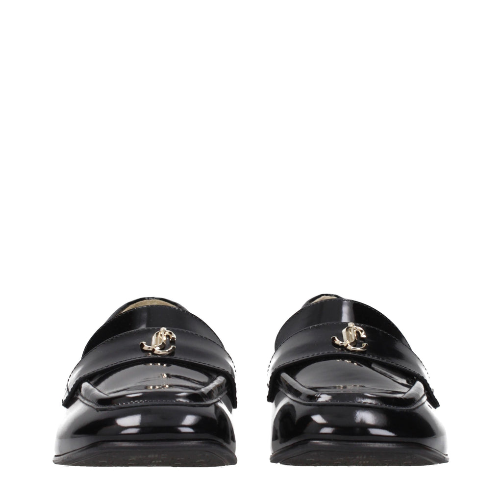 Black Leather Slip‑On Loafers