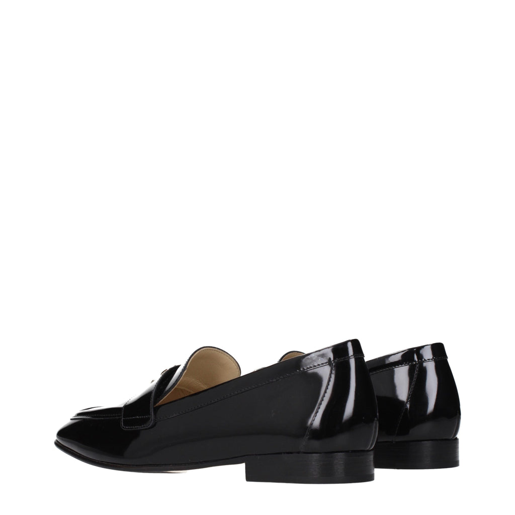 Black Leather Slip‑On Loafers