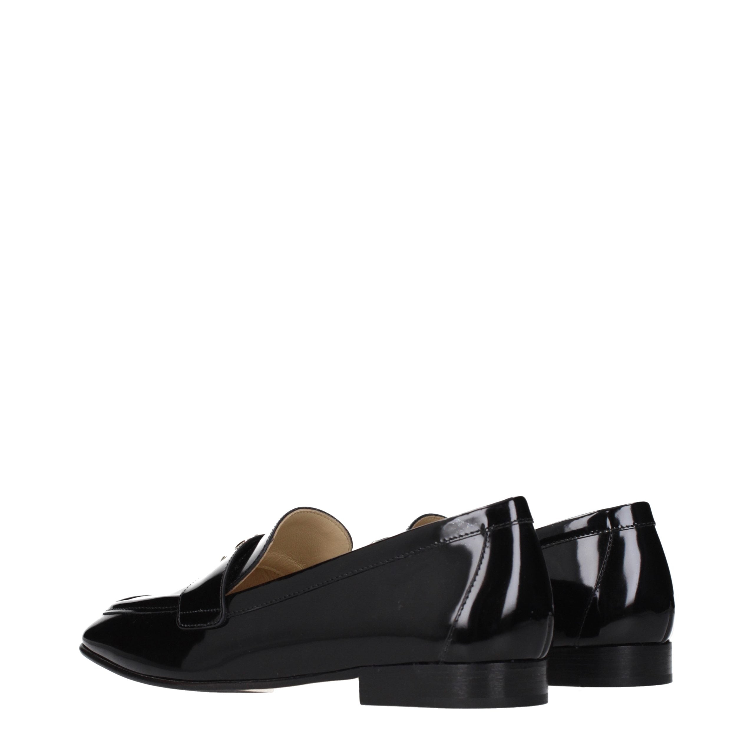 Black Leather Slip‑On Loafers